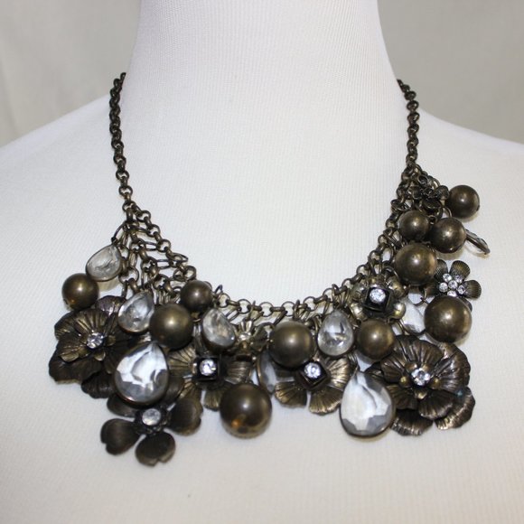 🤎 Bronze Floral Daisy Jeweled Neckl - Picture 1 of 9